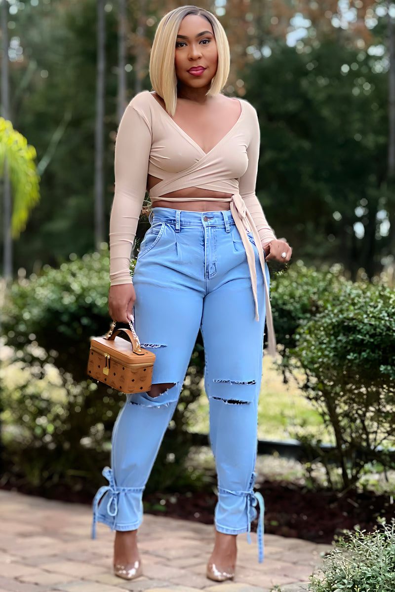 Shardae Pretty Basic Long Sleeve Wrap Top