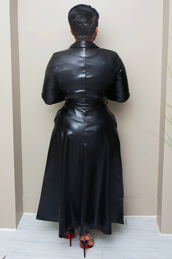 Davina Power Move Faux Leather Set-Black