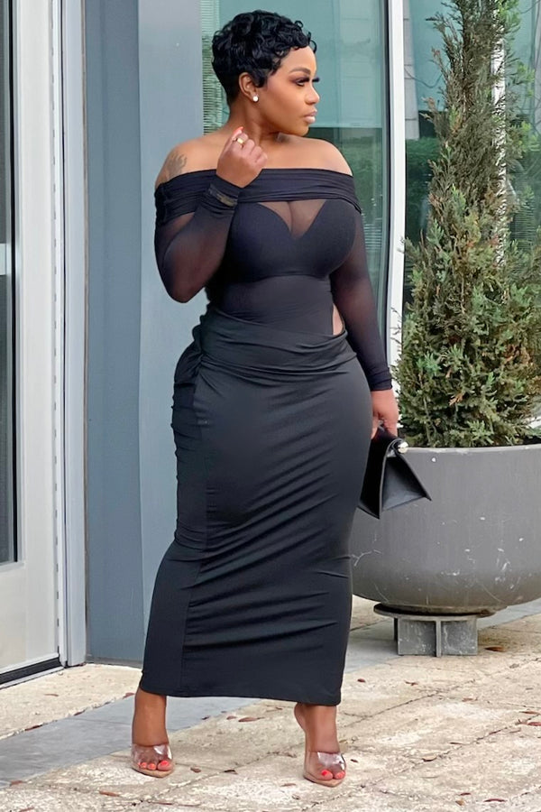 Nina Sheer Temptation Two-Piece Dress – Black