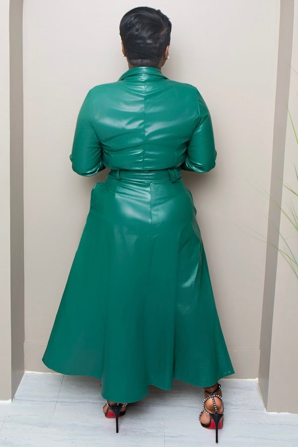 Davina Power Move Faux Leather Set-Rustic Hunter Green