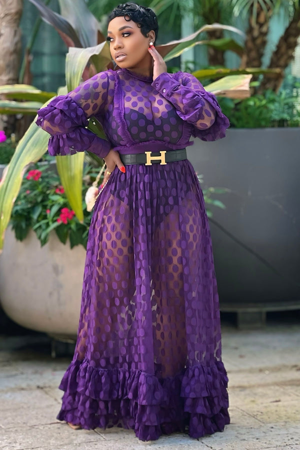 Patina Purple Reign Sheer Maxi Dress
