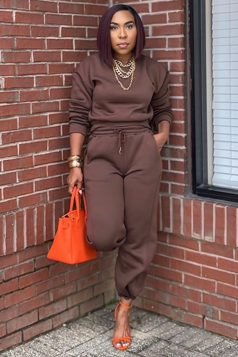 Yvonne Effortless Luxe Jogger Set-Brown