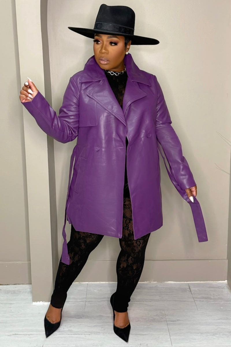 Vanessa Purple Reign Vegan Leather Trench
