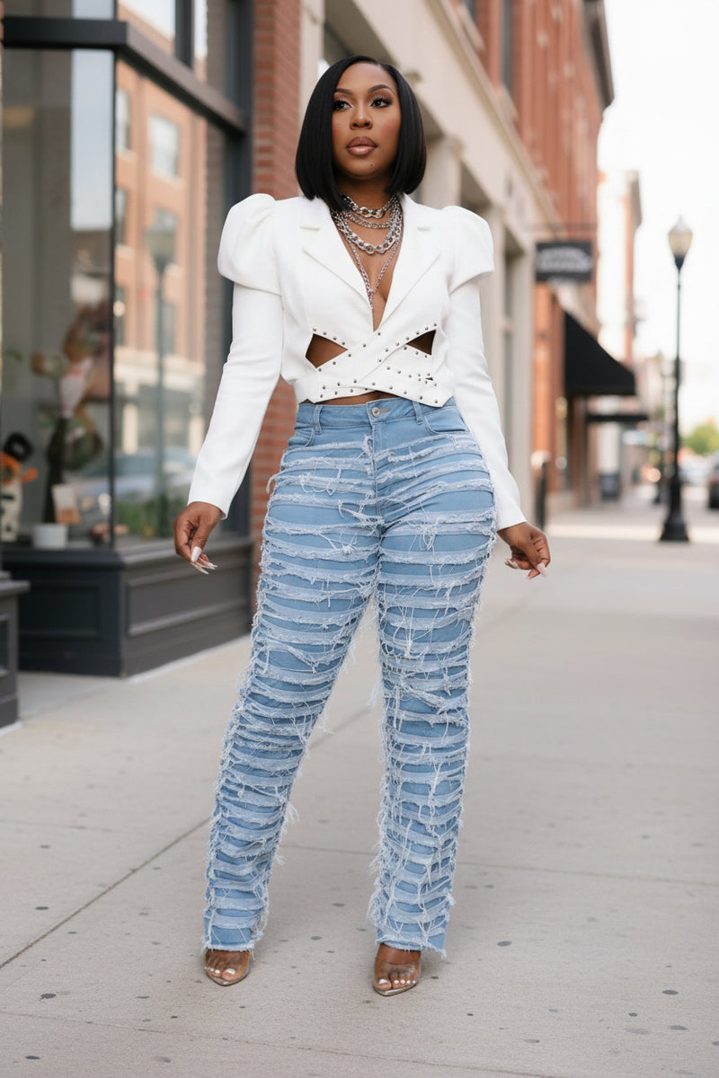 Shalandra Bold Statement Distressed Jeans