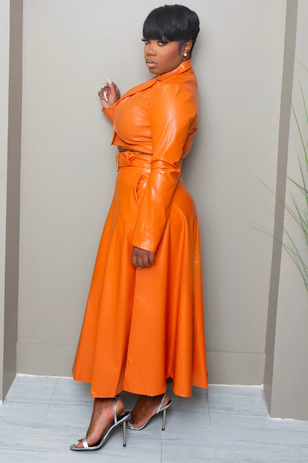 Davina Power Move Faux Leather Set-Rustic Orange