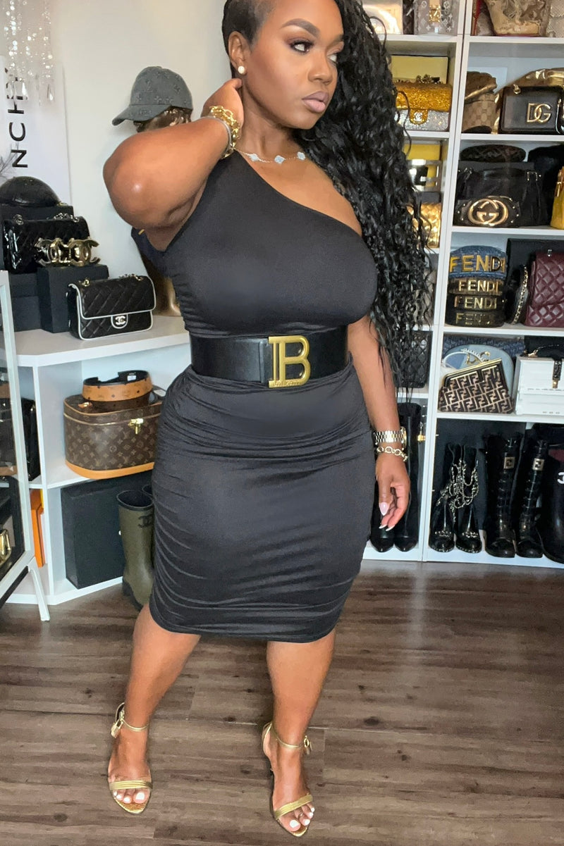 Carla Ruched And Ready One Shoulder Bodycon Dress