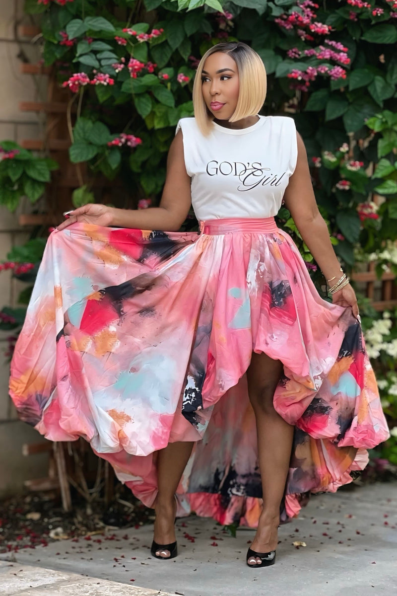 Esther God’s Girl High-Low Watercolor Skirt