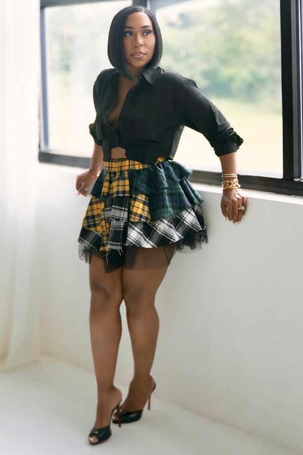 Check Her Out Layered Plaid Mini Skirt