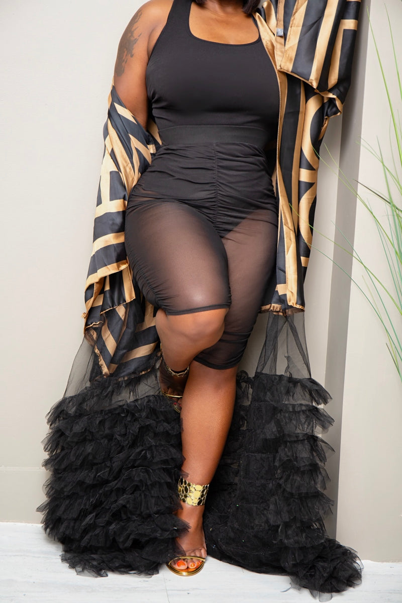 Sharla Sheer Statement Scrunch Mesh Bermuda Shorts