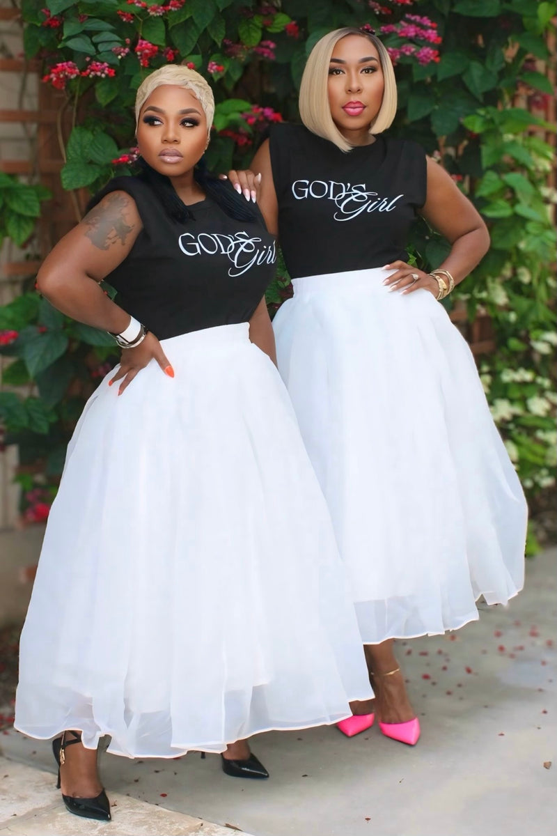 God’s Girl Shoulder Padded Shoulder Muscle T-Shirt-Black