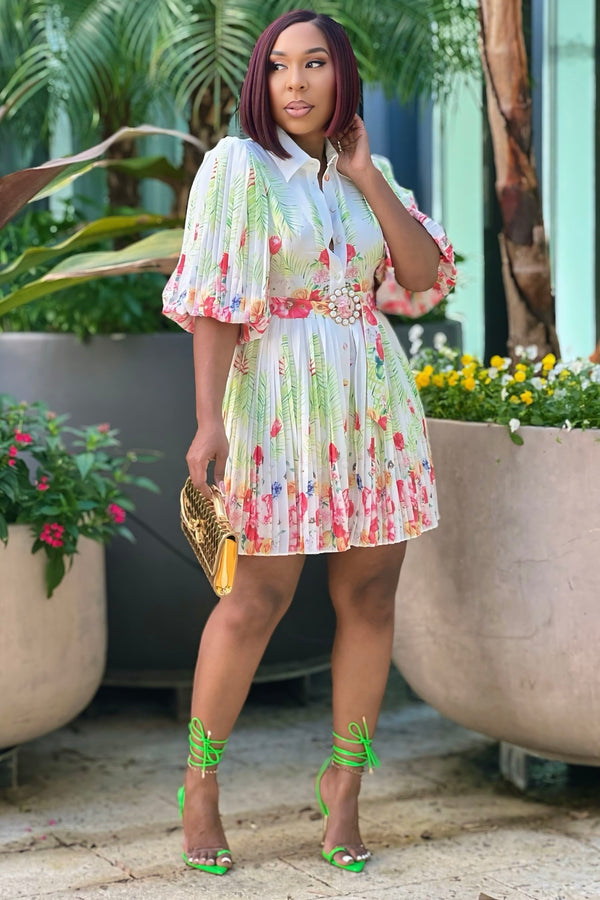 Laura Botanical Breeze Belted Mini Dress