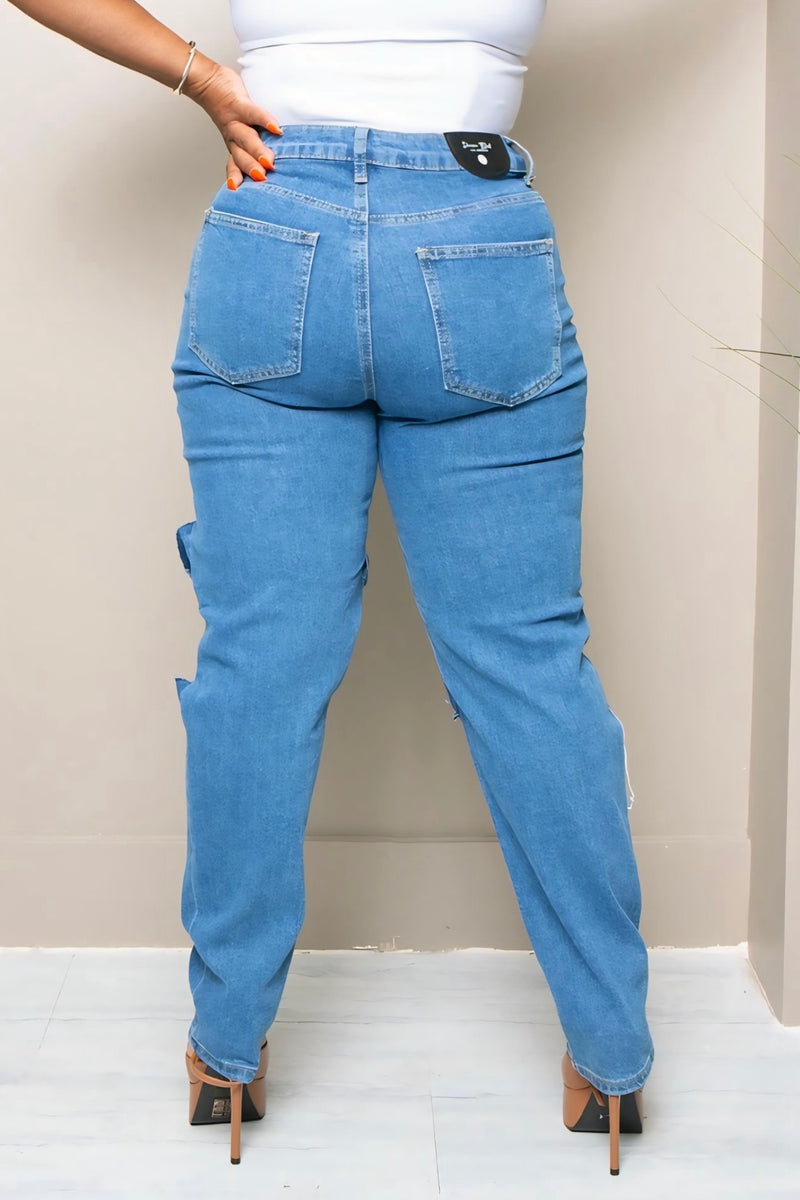 Corie Pretty Good Distressed Mom Jeans- Medium Wash