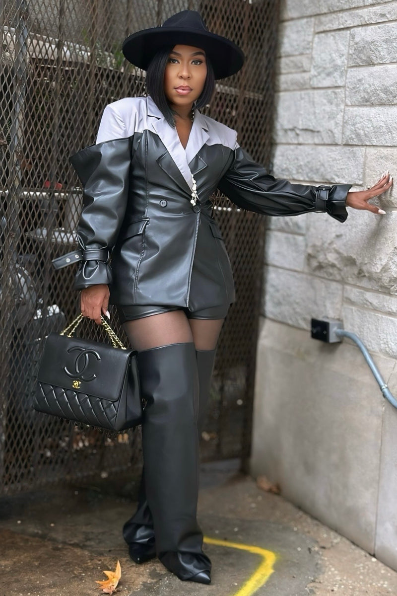 Pretty Boss Vegan Leather Blazer PREORDER