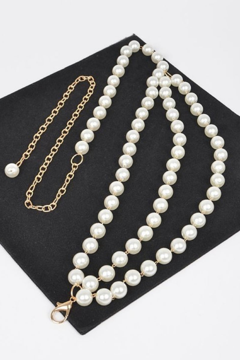 Pearl Layered Gold Chain Waist Belt