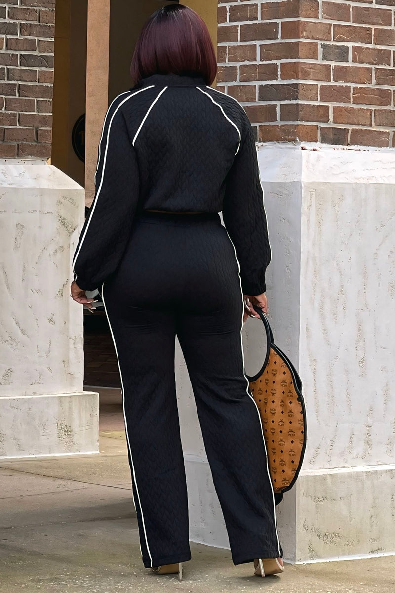 Irishia Quilted Luxe Zip Up Track Set - Black SHIPS 10/29