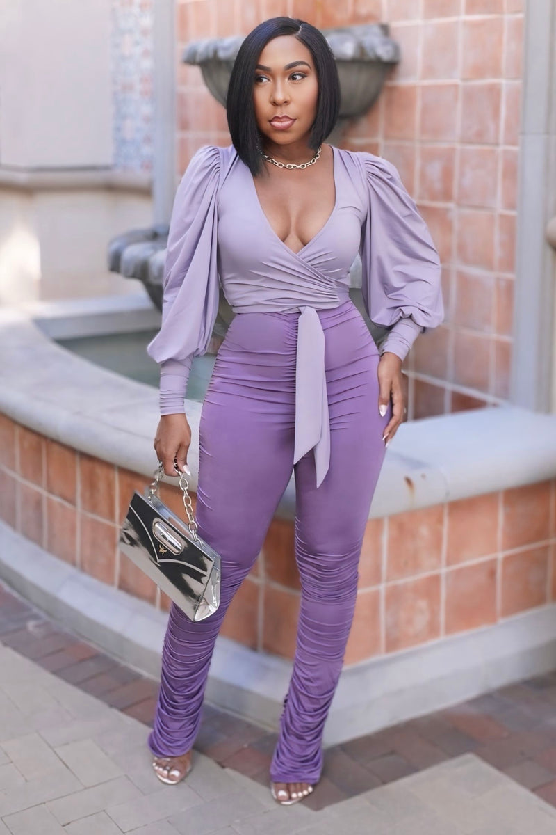 Lorena Lavender Luxe Ruched Pants