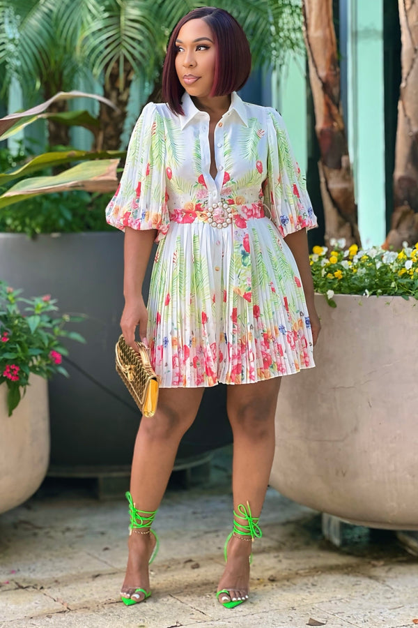 Laura Botanical Breeze Belted Mini Dress