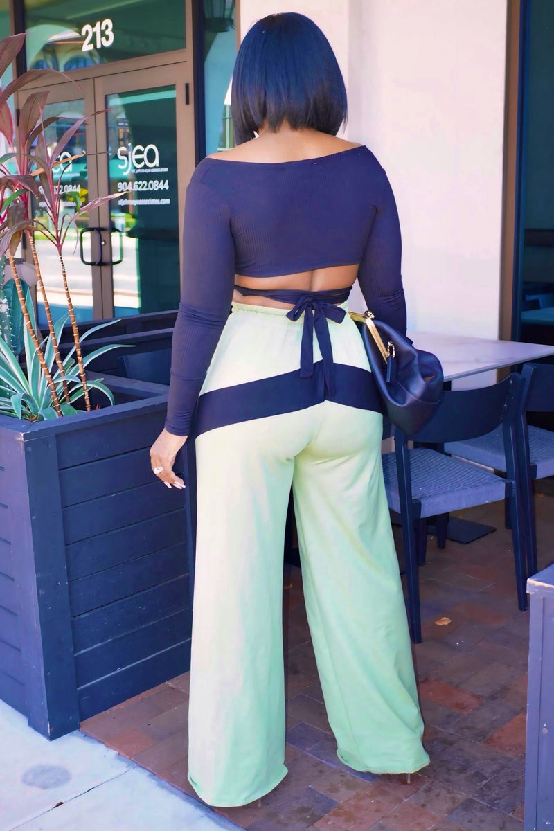 Kamala Contrast Wide-Leg Pants