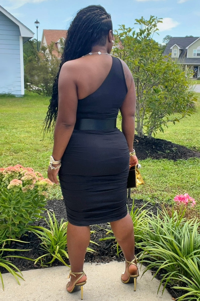 Carla Ruched And Ready One Shoulder Bodycon Dress