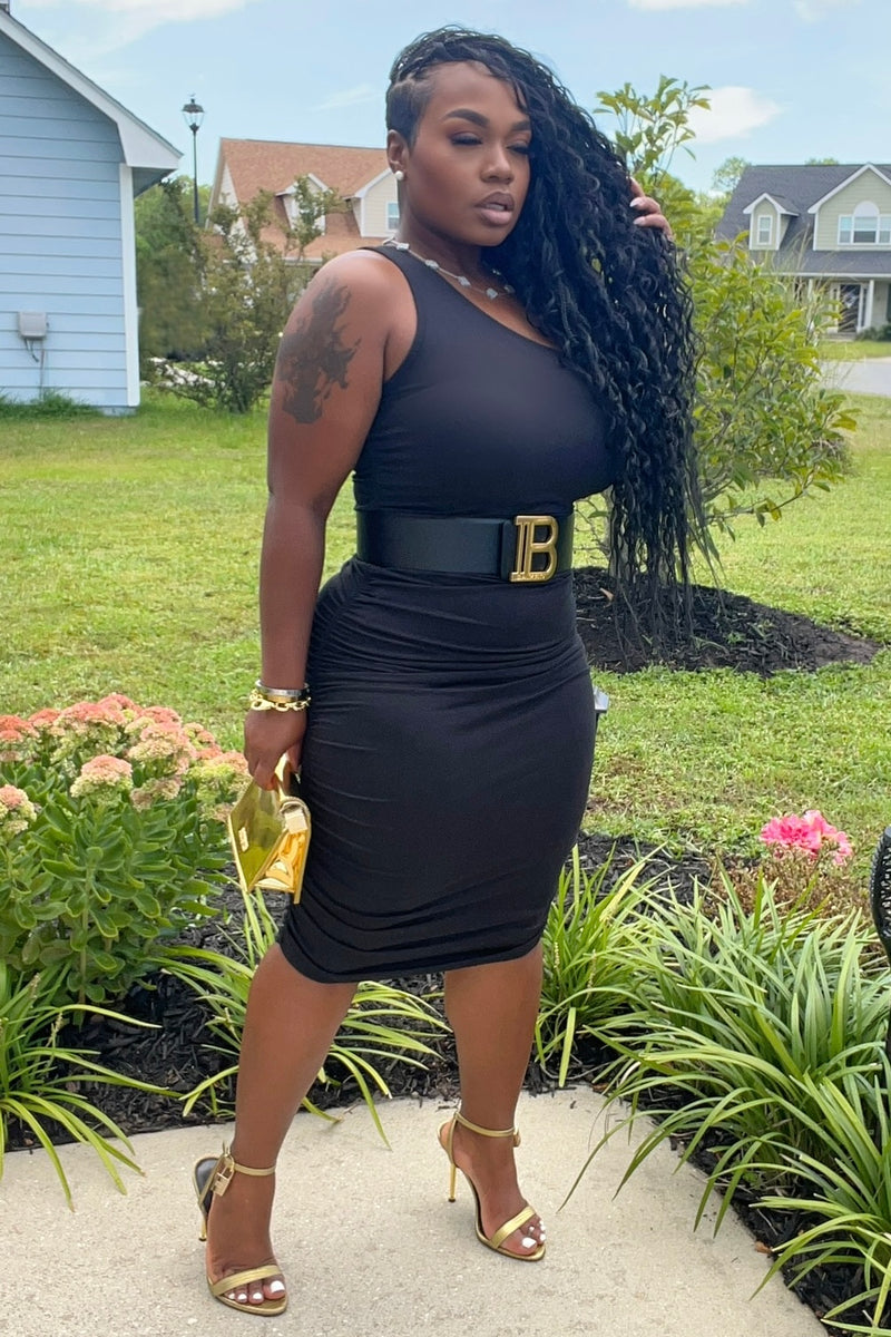 Carla Ruched And Ready One Shoulder Bodycon Dress