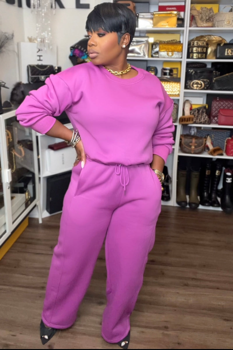 Yvonne Effortless Luxe Jogger Set-Magenta