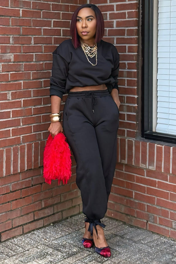 Yvonne Effortless Luxe Jogger Set-Black PREORDER SHIPS 10/31