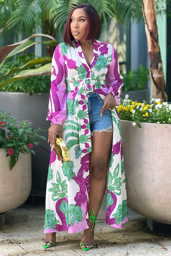 Charlesa Floral Takeover Button Down Maxi