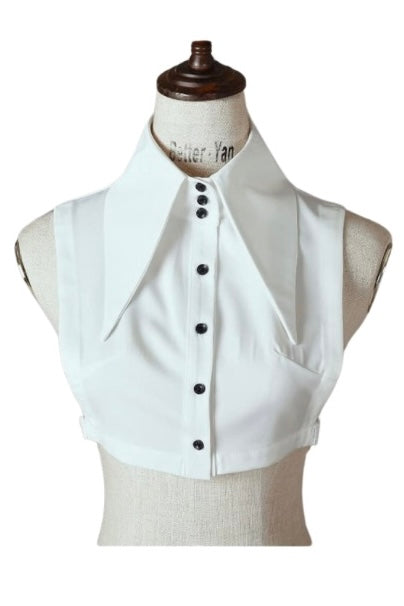 White Dickey Collar With Black Buttons PREORDER